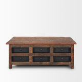 Wilton Brown Wood w/ 12 Black Metal Drawers Coffee Table from Mercana - Luna Furniture
