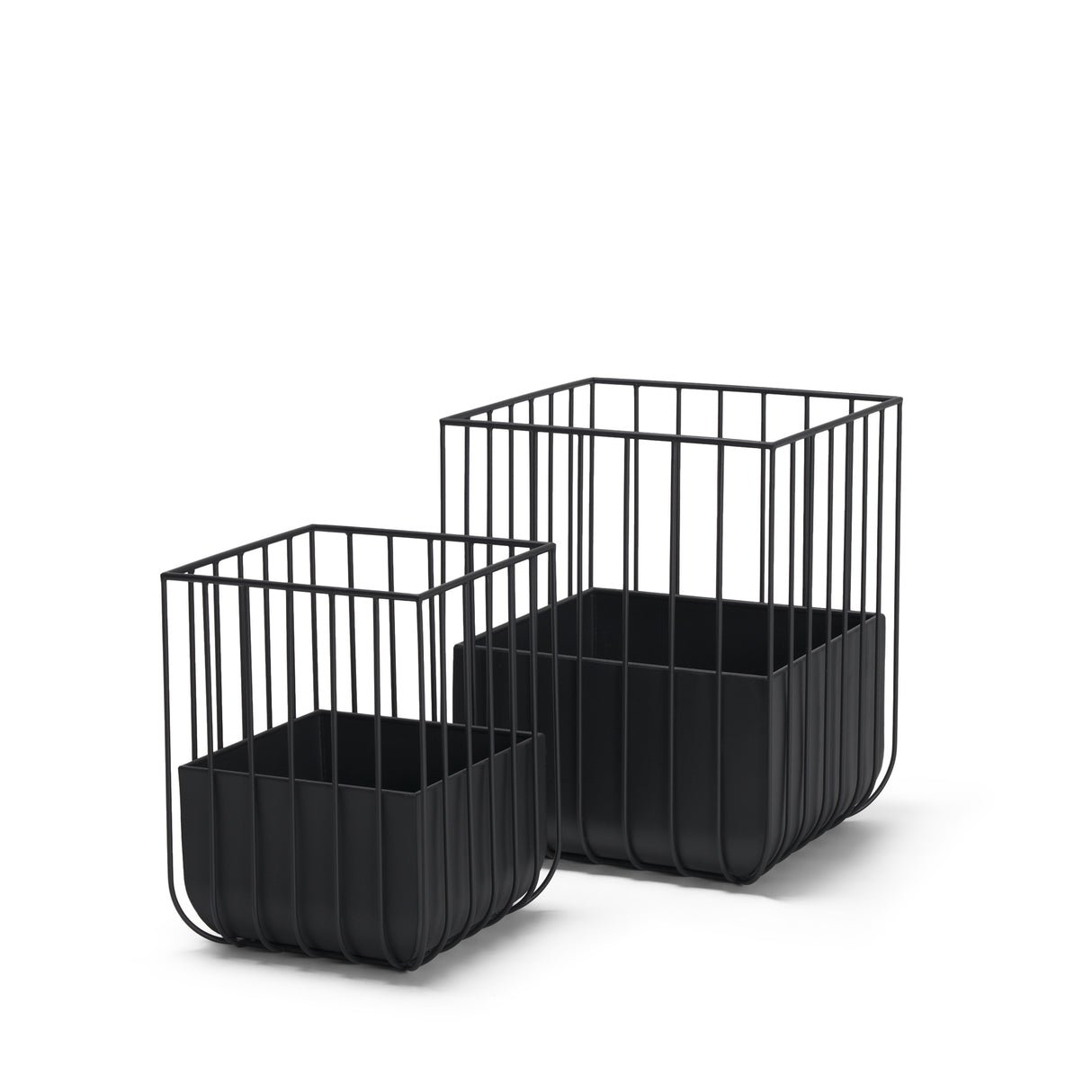Verna Matte Black Wire Cage Metal Planters (Set of 2) from Mercana - Luna Furniture