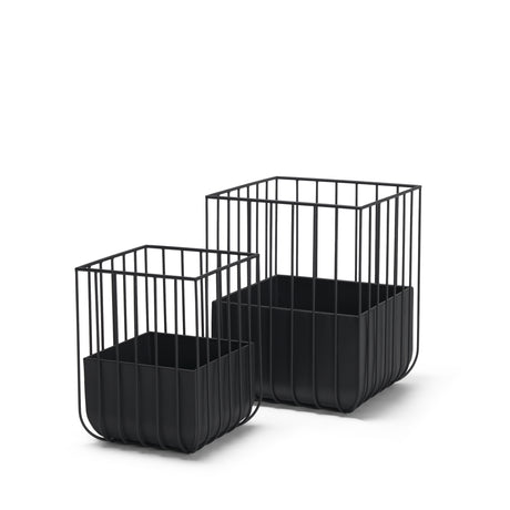 Verna Matte Black Wire Cage Metal Planters (Set of 2) from Mercana - Luna Furniture
