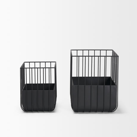 Verna Matte Black Wire Cage Metal Planters (Set of 2) from Mercana - Luna Furniture