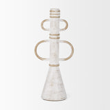 Ziva Large Distressed White Metal Sculptural Object from Mercana - Luna Furniture