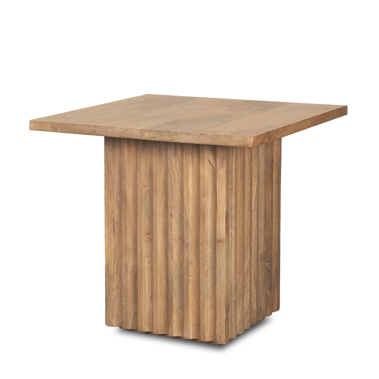 June Light Brown Wood w/ Fluting Square Side Table from Mercana - Luna Furniture
