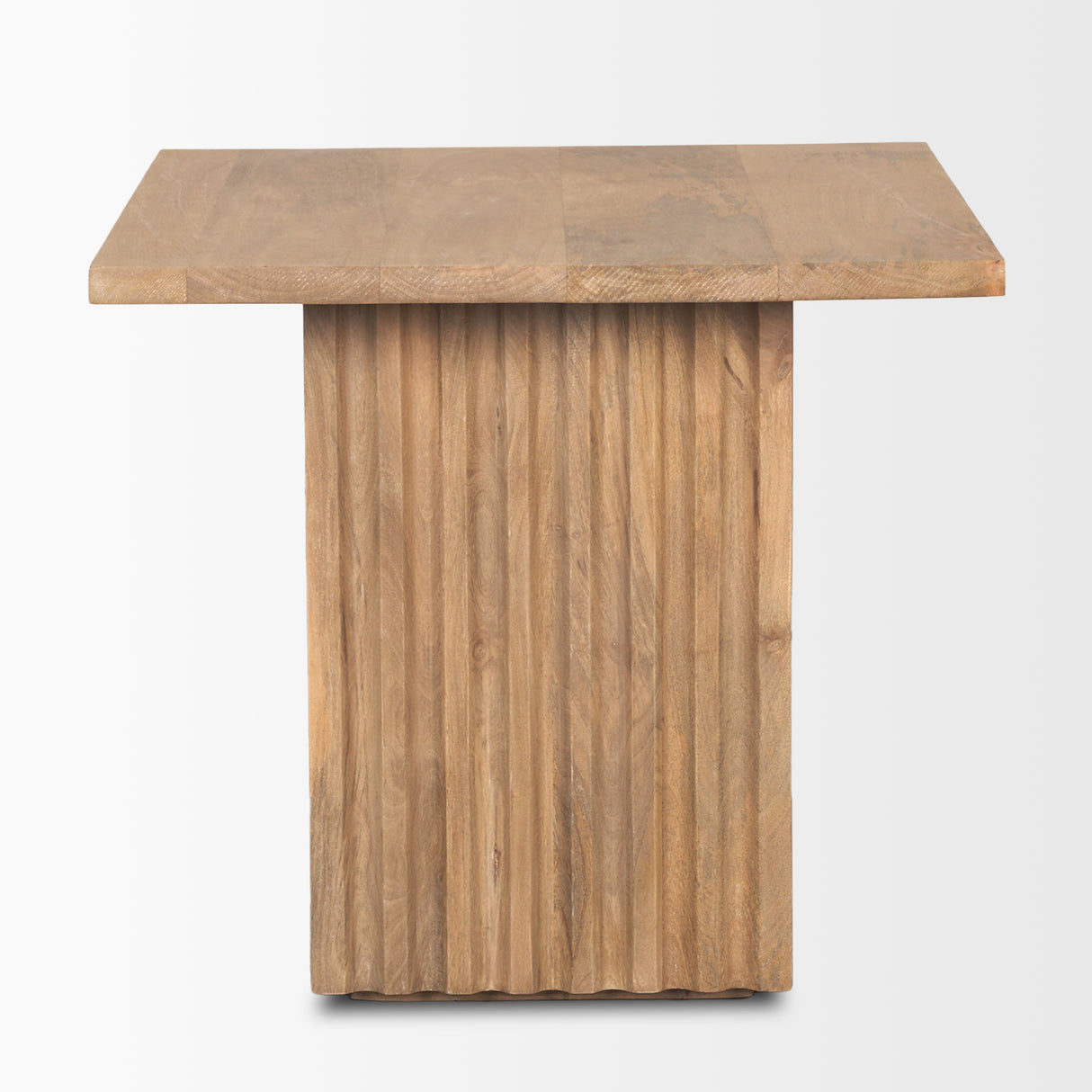June Light Brown Wood w/ Fluting Square Side Table from Mercana - Luna Furniture