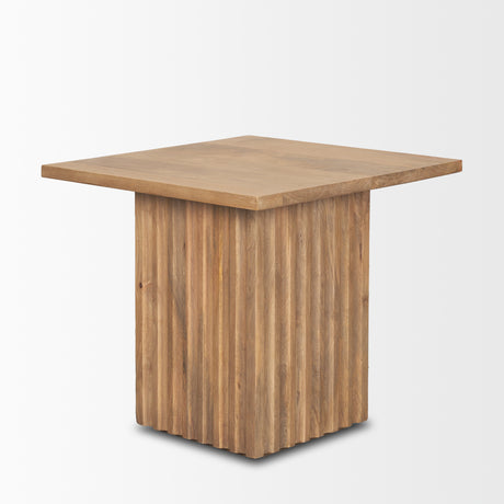 June Light Brown Wood w/ Fluting Square Side Table from Mercana - Luna Furniture