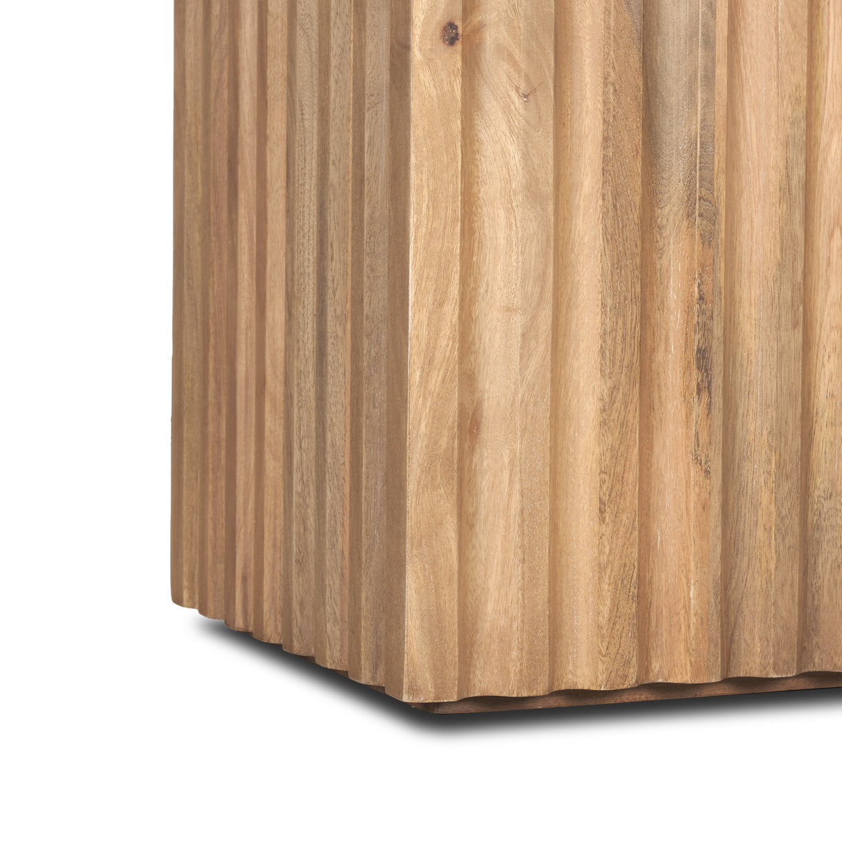 June Light Brown Wood w/ Fluting Square Side Table from Mercana - Luna Furniture