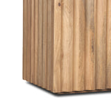 June Light Brown Wood w/ Fluting Square Side Table from Mercana - Luna Furniture