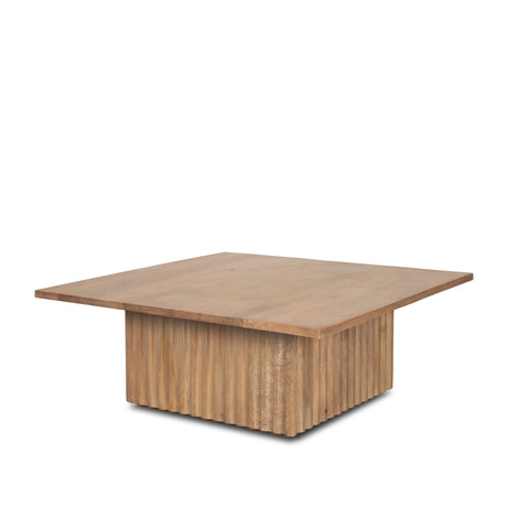 June Light Brown Wood w/ Fluting Square Coffee Table from Mercana - Luna Furniture