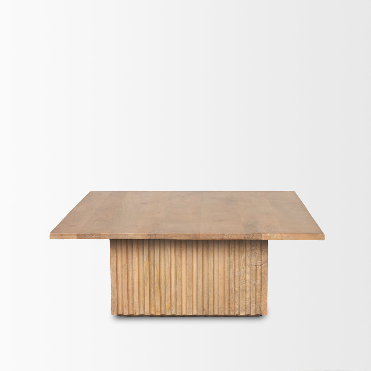 June Light Brown Wood w/ Fluting Square Coffee Table from Mercana - Luna Furniture