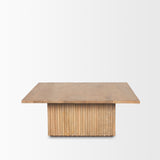 June Light Brown Wood w/ Fluting Square Coffee Table from Mercana - Luna Furniture