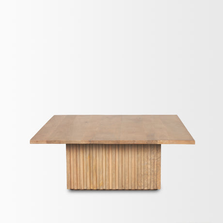 June Light Brown Wood w/ Fluting Square Coffee Table from Mercana - Luna Furniture