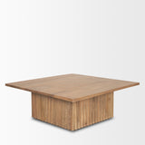 June Light Brown Wood w/ Fluting Square Coffee Table from Mercana - Luna Furniture