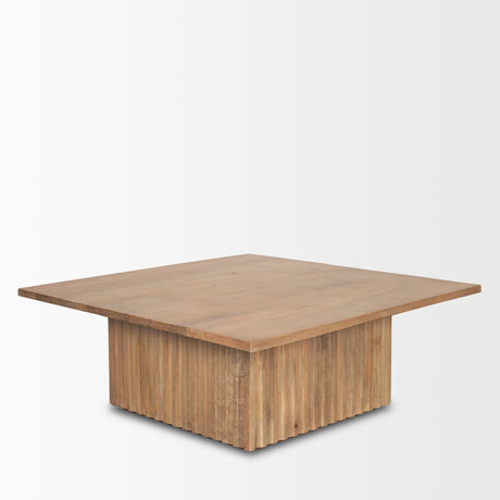June Light Brown Wood w/ Fluting Square Coffee Table from Mercana - Luna Furniture