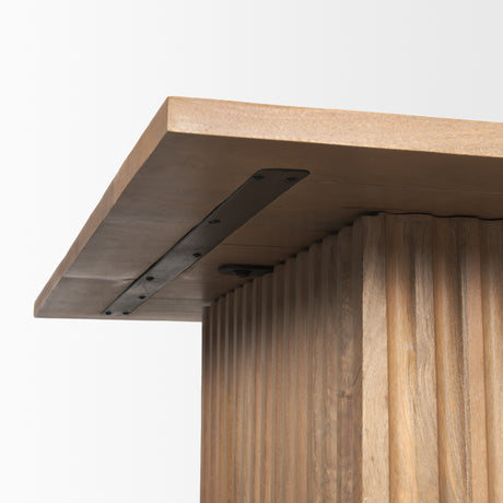 June Light Brown Wood w/ Fluting Square Coffee Table from Mercana - Luna Furniture