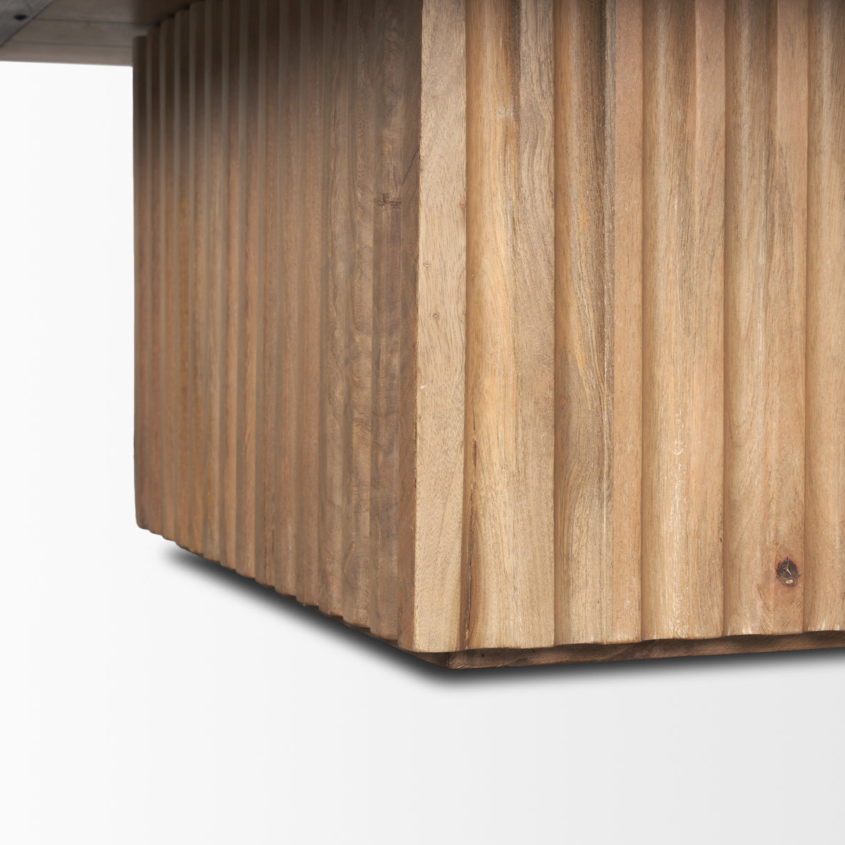June Light Brown Wood w/ Fluting Square Coffee Table from Mercana - Luna Furniture
