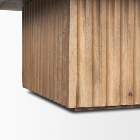 June Light Brown Wood w/ Fluting Square Coffee Table from Mercana - Luna Furniture