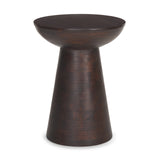 Novell Dark Brown Wood Pedestal Accent Table from Mercana - Luna Furniture