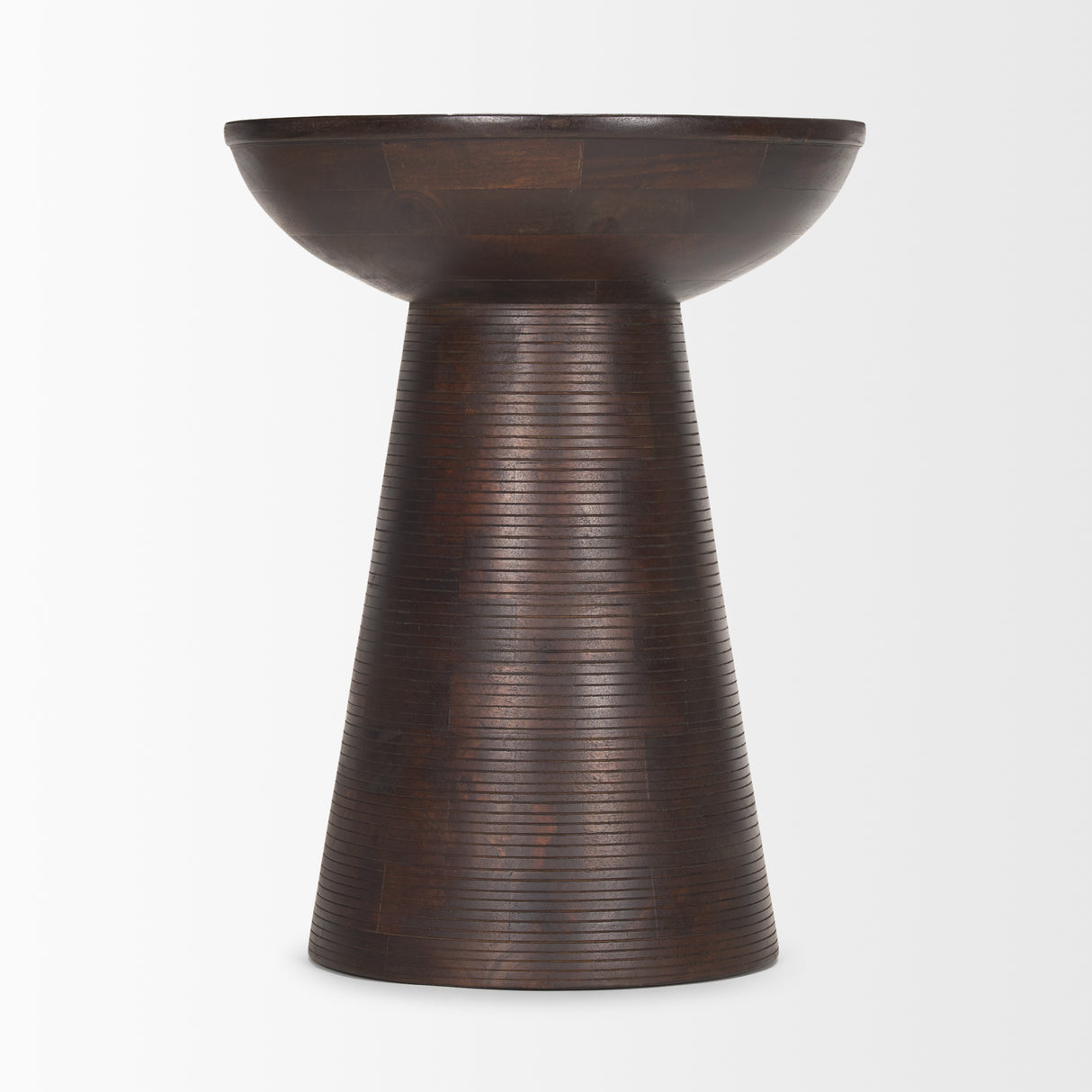 Novell Dark Brown Wood Pedestal Accent Table from Mercana - Luna Furniture