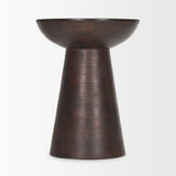 Novell Dark Brown Wood Pedestal Accent Table from Mercana - Luna Furniture
