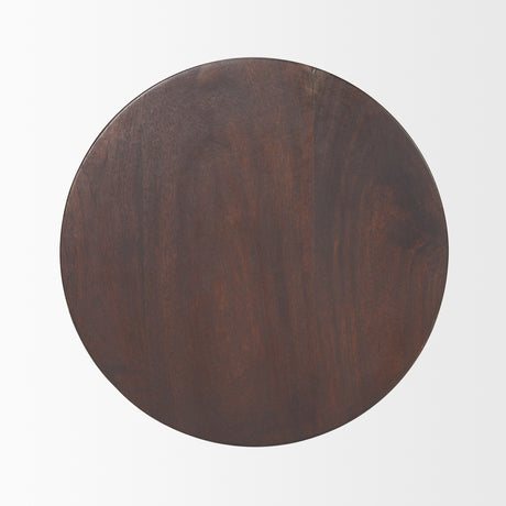 Novell Dark Brown Wood Pedestal Accent Table from Mercana - Luna Furniture