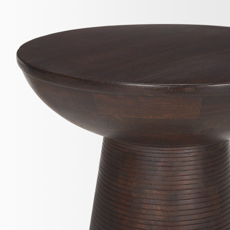 Novell Dark Brown Wood Pedestal Accent Table from Mercana - Luna Furniture