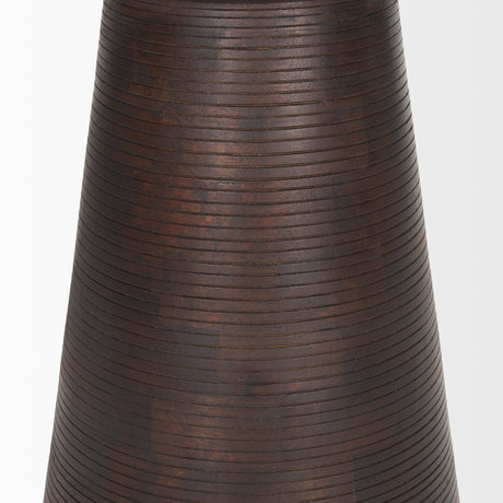 Novell Dark Brown Wood Pedestal Accent Table from Mercana - Luna Furniture
