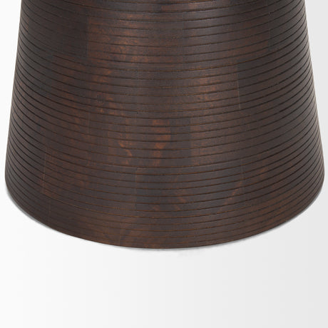 Novell Dark Brown Wood Pedestal Accent Table from Mercana - Luna Furniture