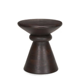 Palmera Dark Brown Wood Pedestal Accent Table from Mercana - Luna Furniture
