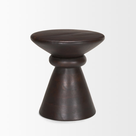 Palmera Dark Brown Wood Pedestal Accent Table from Mercana - Luna Furniture