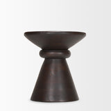 Palmera Dark Brown Wood Pedestal Accent Table from Mercana - Luna Furniture
