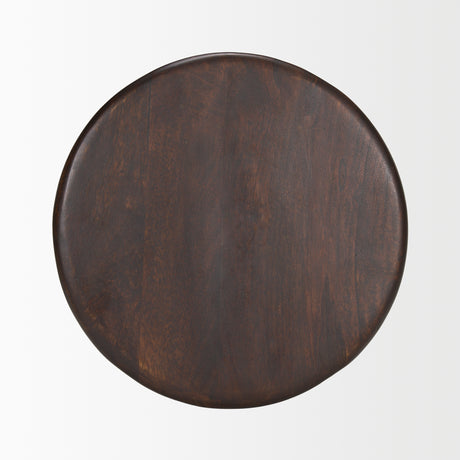 Palmera Dark Brown Wood Pedestal Accent Table from Mercana - Luna Furniture