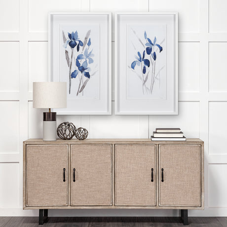 Blue Iris II by Mercana Studio a Hand Embellished Textured Framed Art Print Matted under Glass from Mercana - Luna Furniture