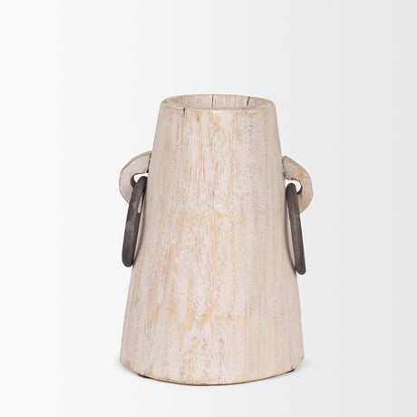 Monique Small Light Brown w/ Handles Wood Pot from Mercana - Luna Furniture