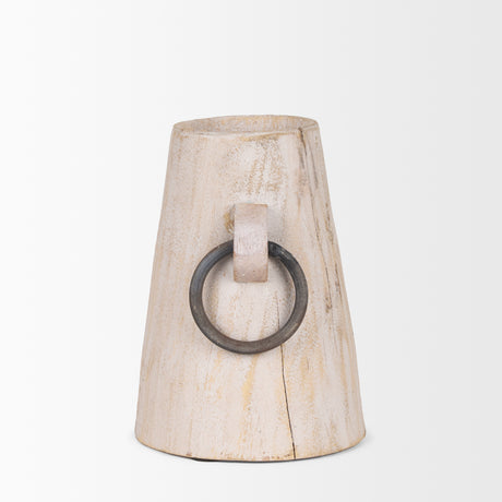 Monique Small Light Brown w/ Handles Wood Pot from Mercana - Luna Furniture