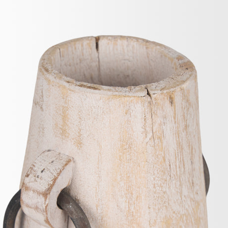 Monique Small Light Brown w/ Handles Wood Pot from Mercana - Luna Furniture