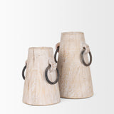 Monique Small Light Brown w/ Handles Wood Pot from Mercana - Luna Furniture