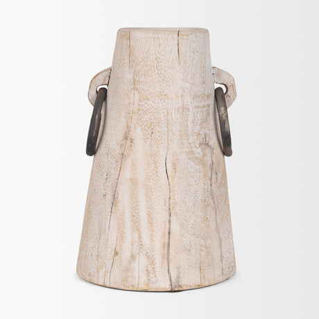 Monique Large Light Brown w/ Handles Wood Pot from Mercana - Luna Furniture