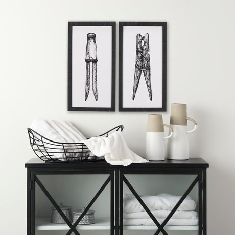 Vintage Cloth Peg I by Mercana Studio a Hand Embellished Textured Framed Art Print from Mercana - Luna Furniture