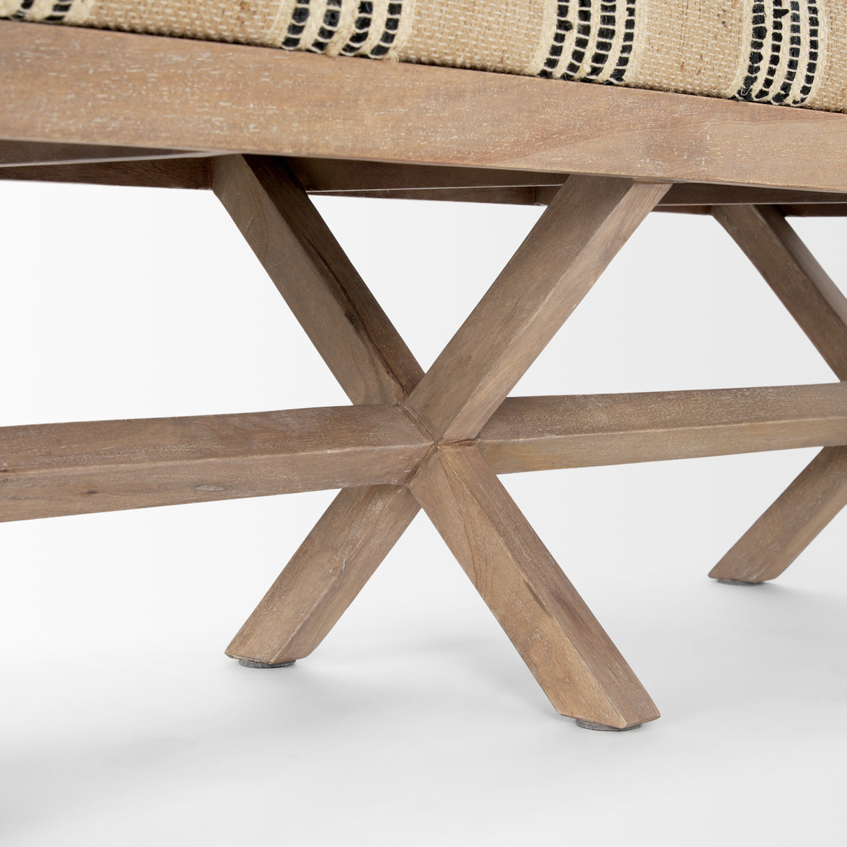 Solis 50L x 16W Brown Base Upholstered Beige/Black Stripe Seat Accent Bench from Mercana - Luna Furniture
