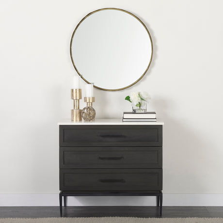 Divina Black-Brown Wood w/ White Marble Top and Black Metal Base Accent Cabinet from Mercana - Luna Furniture