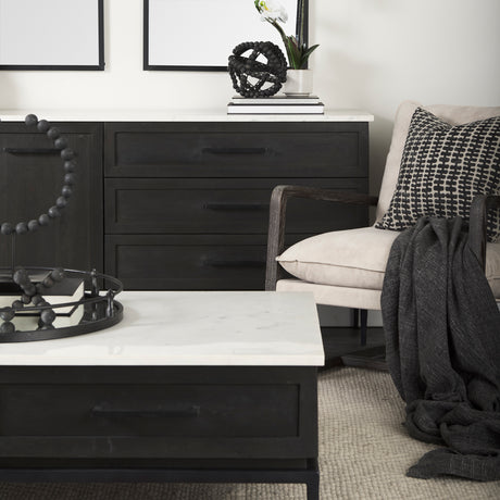 Divina Black-Brown Wood w/ White Marble Top and Black Metal Base Sideboard from Mercana - Luna Furniture