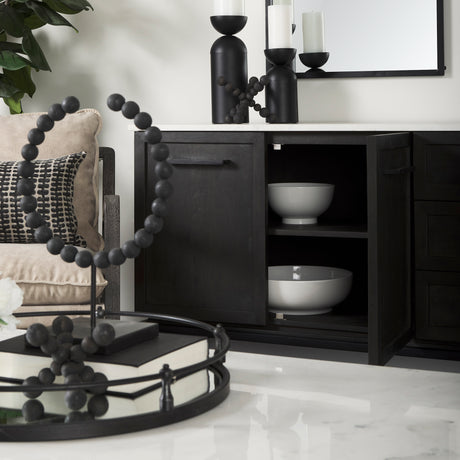 Divina Black-Brown Wood w/ White Marble Top and Black Metal Base Sideboard from Mercana - Luna Furniture