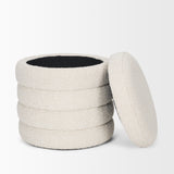 Elise Cream Boucle Upholstered Storage Ottoman from Mercana - Luna Furniture