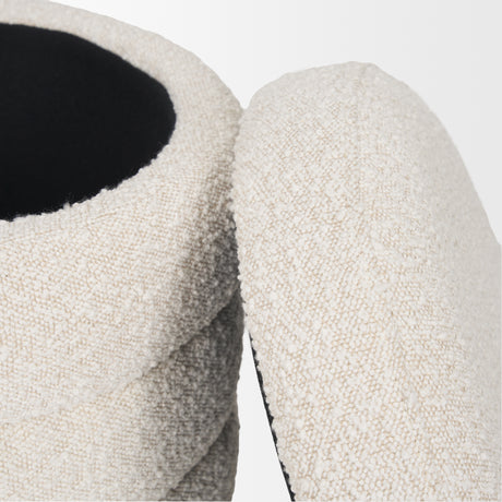 Elise Cream Boucle Upholstered Storage Ottoman from Mercana - Luna Furniture