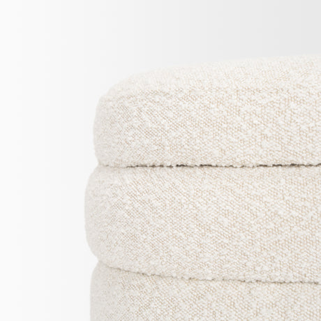 Elise Cream Boucle Upholstered Storage Ottoman from Mercana - Luna Furniture