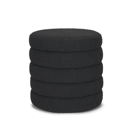 Elise Black Boucle Upholstered Storage Ottoman from Mercana - Luna Furniture