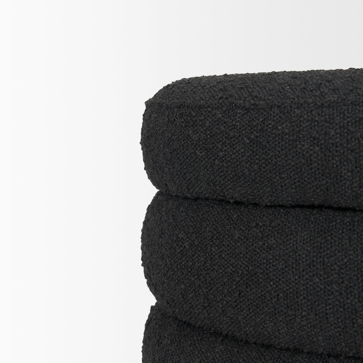 Elise Black Boucle Upholstered Storage Ottoman from Mercana - Luna Furniture
