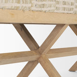 Solis II 50L x 16W Brown Base Beige Woven Leather Cushion Accent Bench from Mercana - Luna Furniture