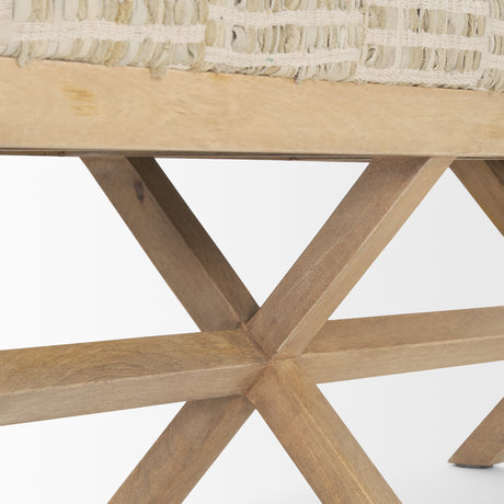 Solis II 50L x 16W Brown Base Beige Woven Leather Cushion Accent Bench from Mercana - Luna Furniture