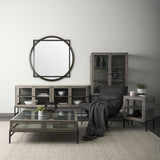 Norbert 46" Round-Square Black Wood/Metal Frame Mirror from Mercana - Luna Furniture