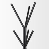 Everett Matte Black Metal w/ Two Metal Shelves Coat Rack from Mercana - Luna Furniture